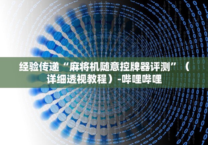 经验传递“麻将机随意控牌器评测”（详细透视教程）-哔哩哔哩