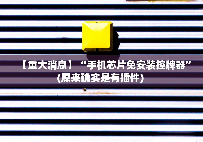 【重大消息】“手机芯片免安装控牌器”(原来确实是有插件) 