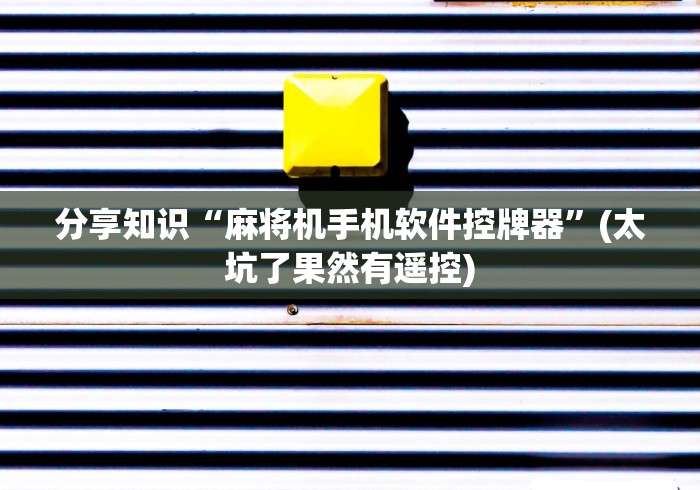 分享知识“麻将机手机软件控牌器”(太坑了果然有遥控)