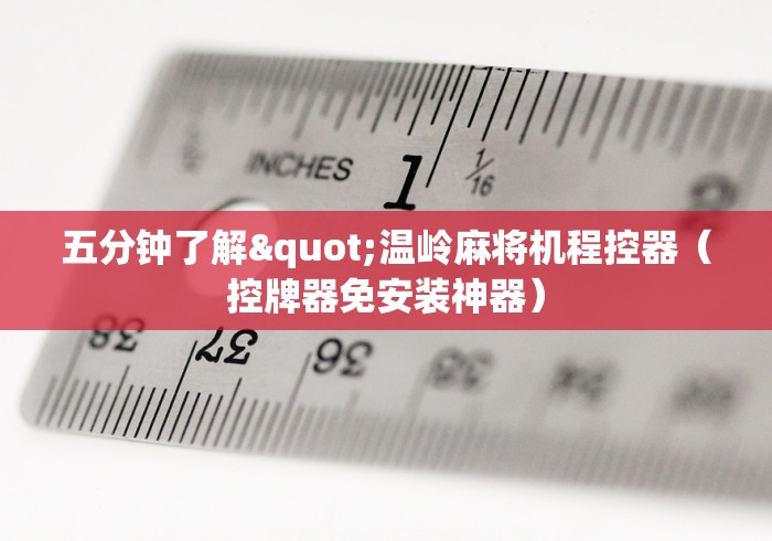 五分钟了解"温岭麻将机程控器（控牌器免安装神器）