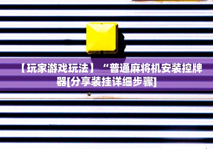 【玩家游戏玩法】“普通麻将机安装控牌器[分享装挂详细步骤]